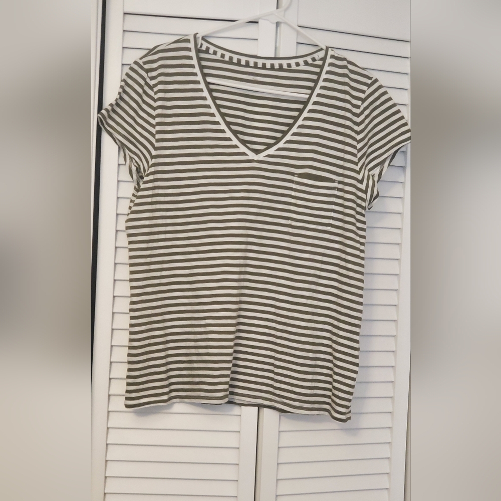 womens olive stripe tee